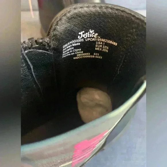 Girls Justice Black Camo Ankle Chelsea Slip On Zip New Winter Boots Size 1 - Picture 7 of 8